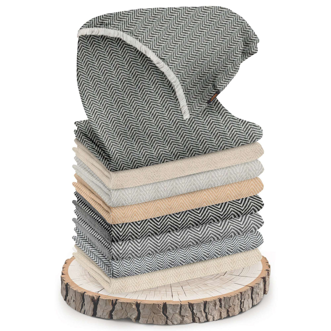 Écharpe en cachemire gris à petit motif chevrons