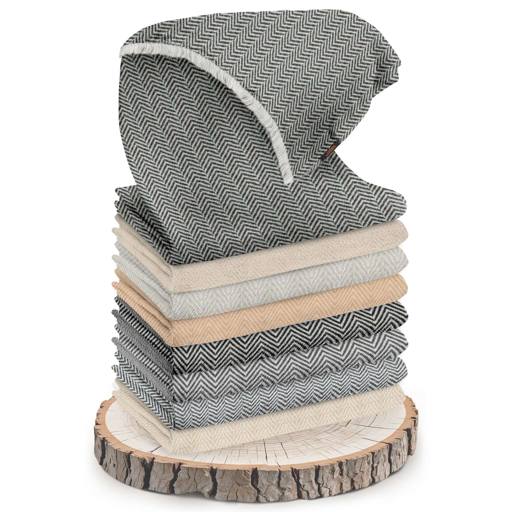 Écharpe en cachemire gris à petit motif chevrons