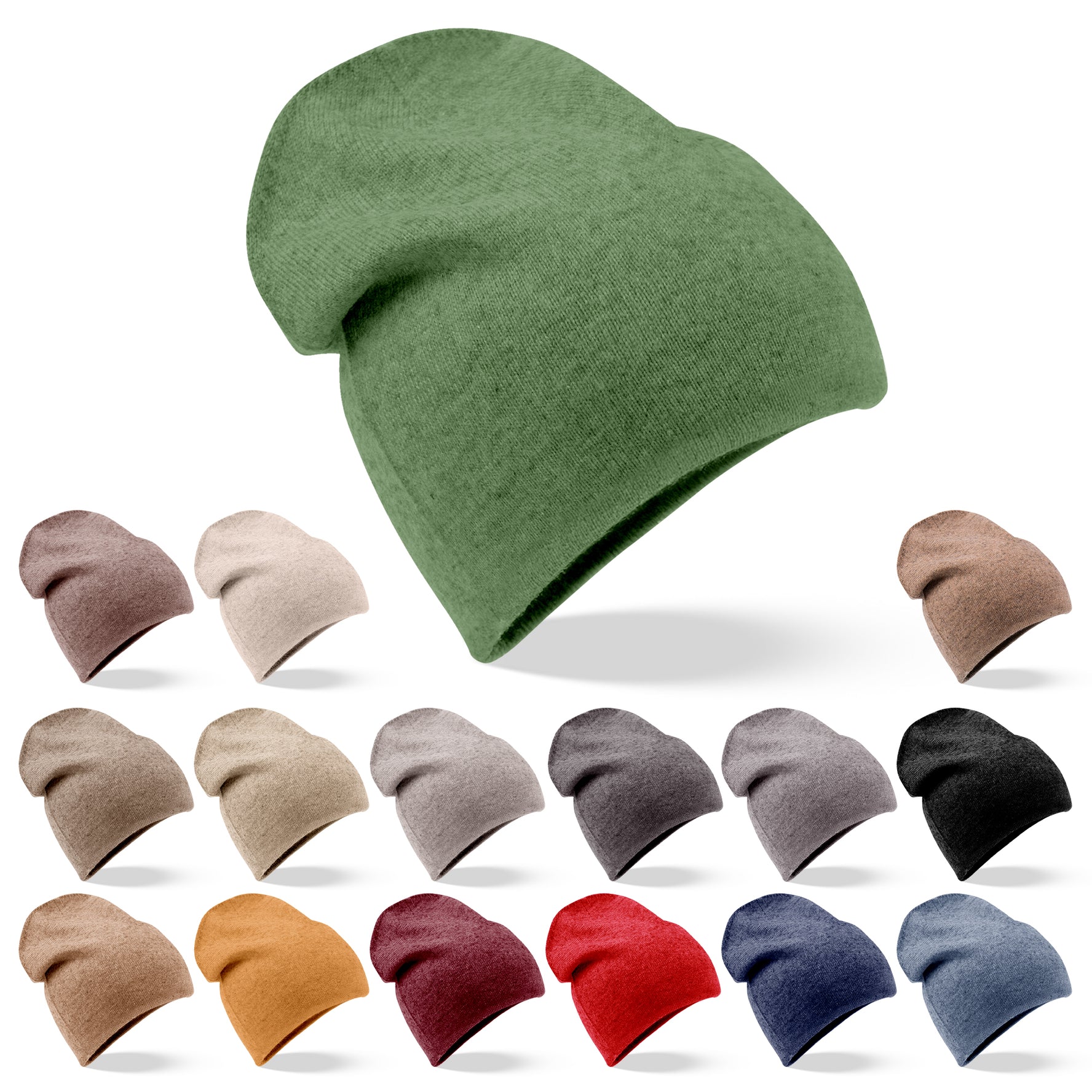 Bonnet bonnet cachemire lisse vert