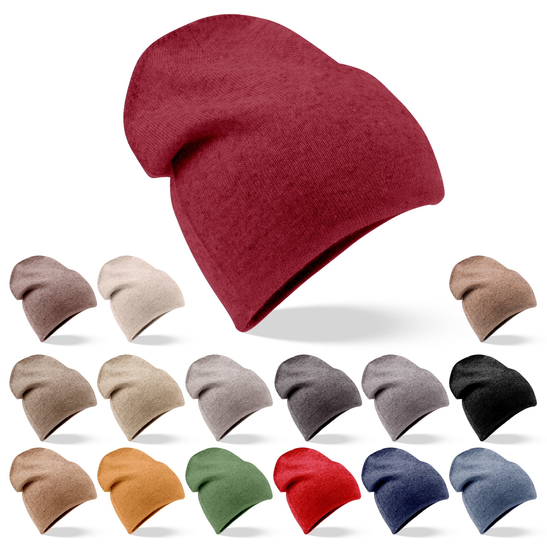 Bonnet bonnet cachemire lisse rouge foncé