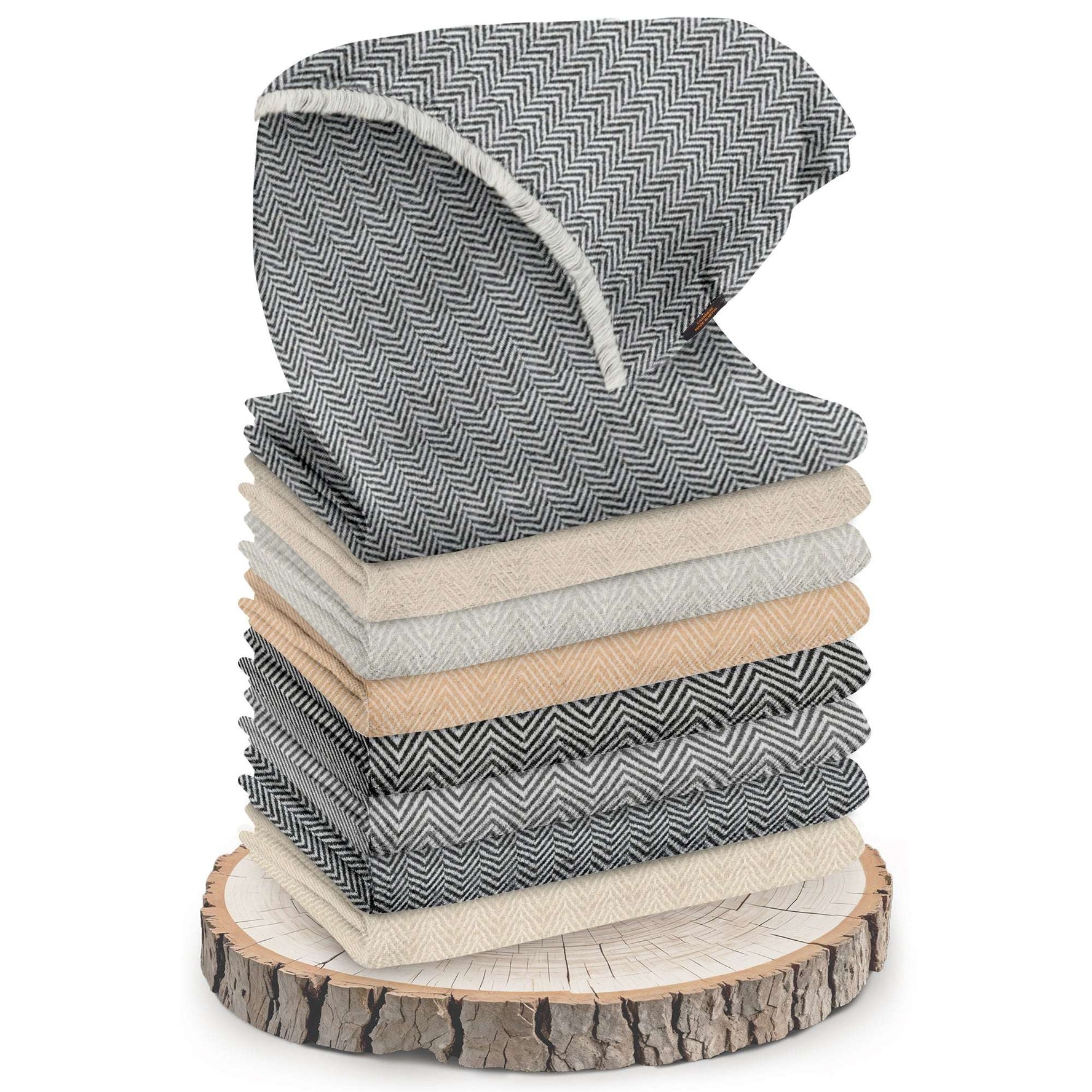 Echarpe en cachemire gris clair à petit motif chevrons