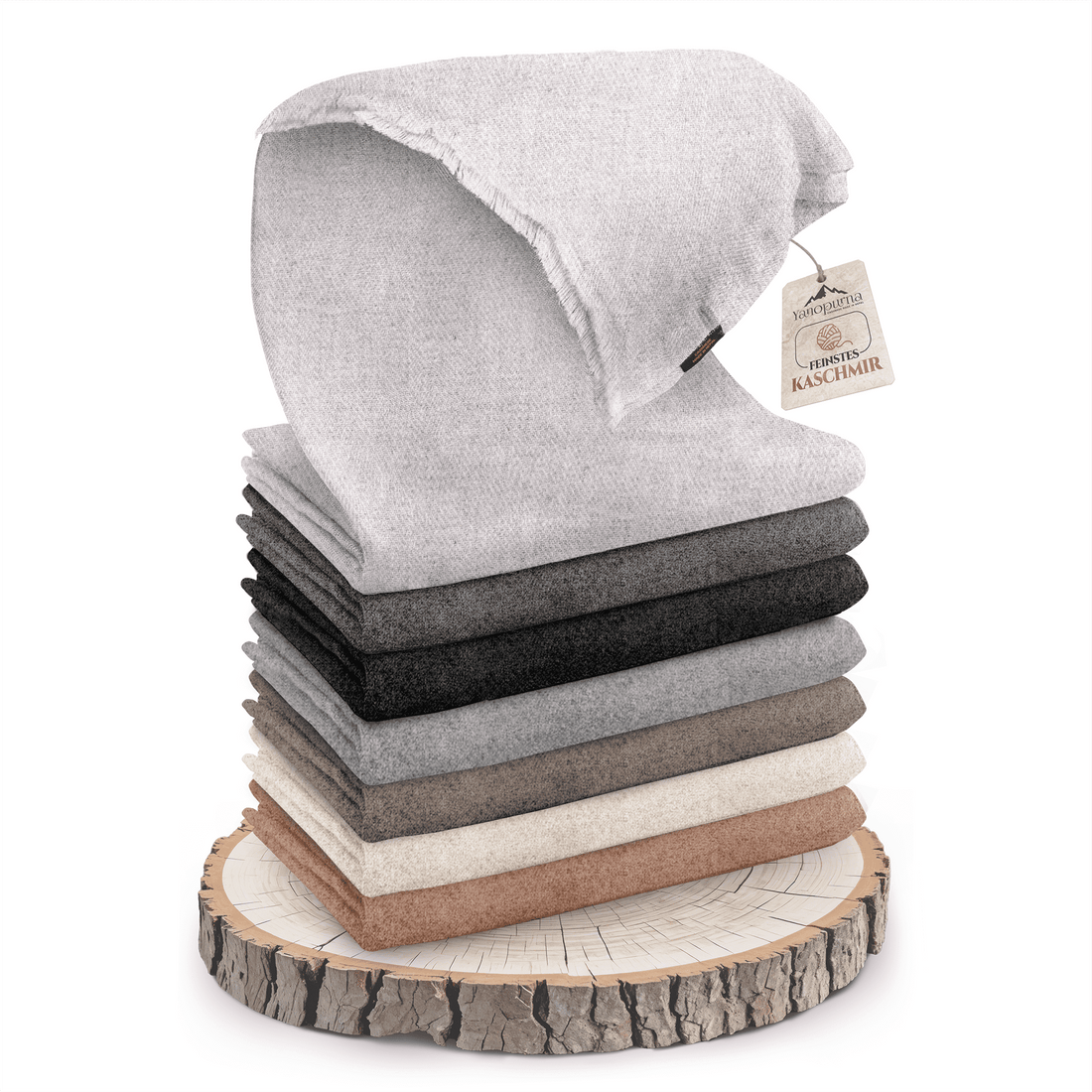 Couverture cachemire gris clair uni
