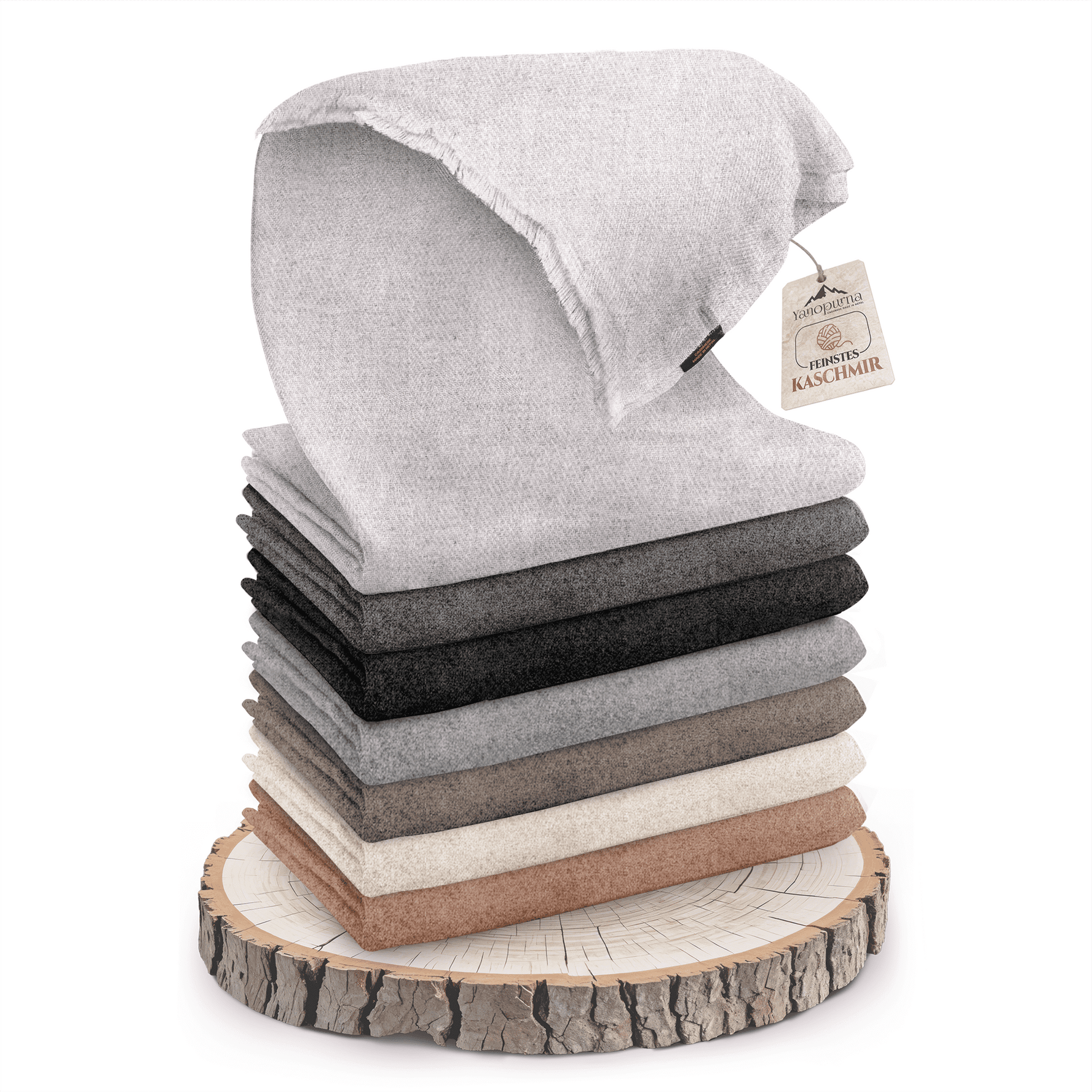 Couverture cachemire gris clair uni