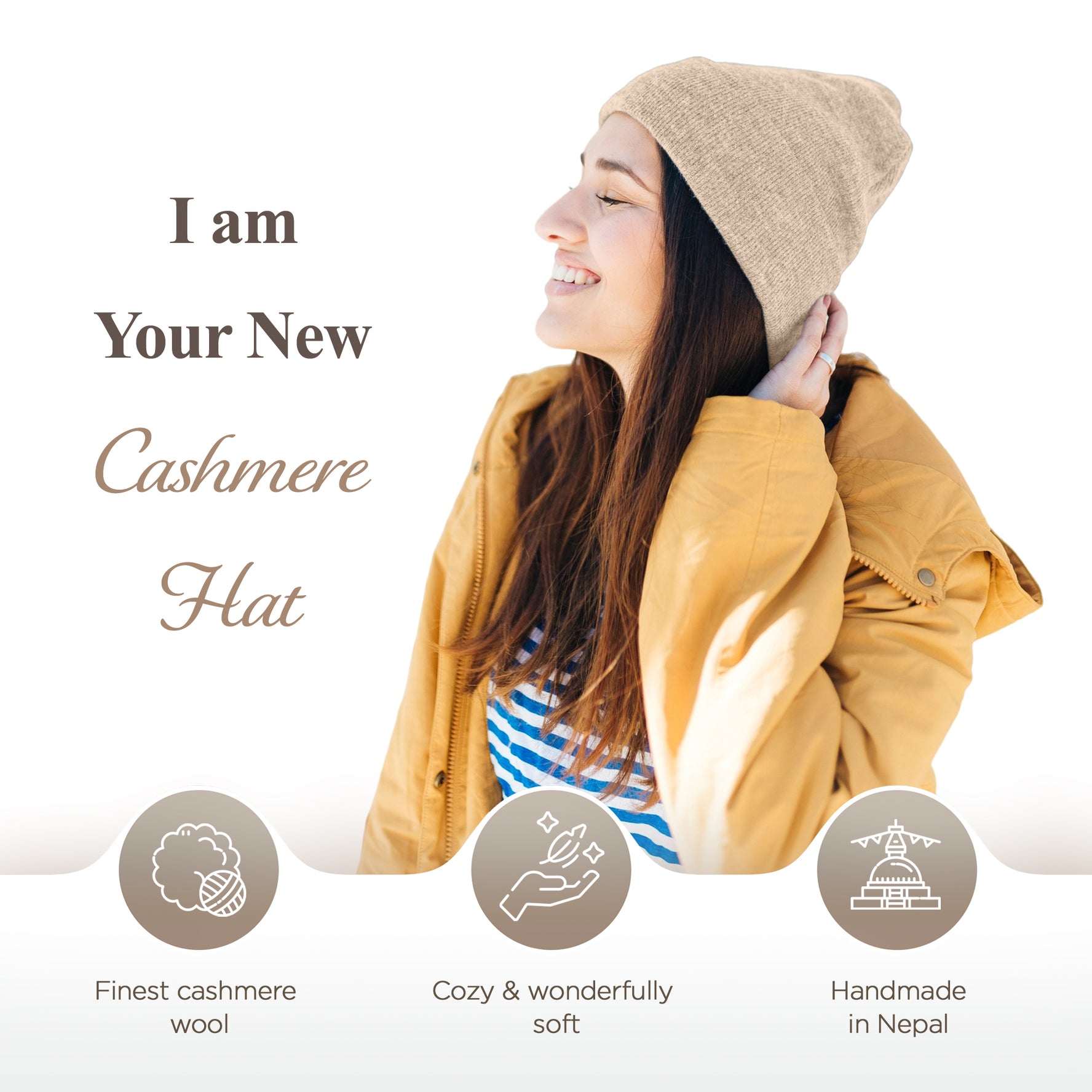 Bonnet bonnet cachemire lisse beige