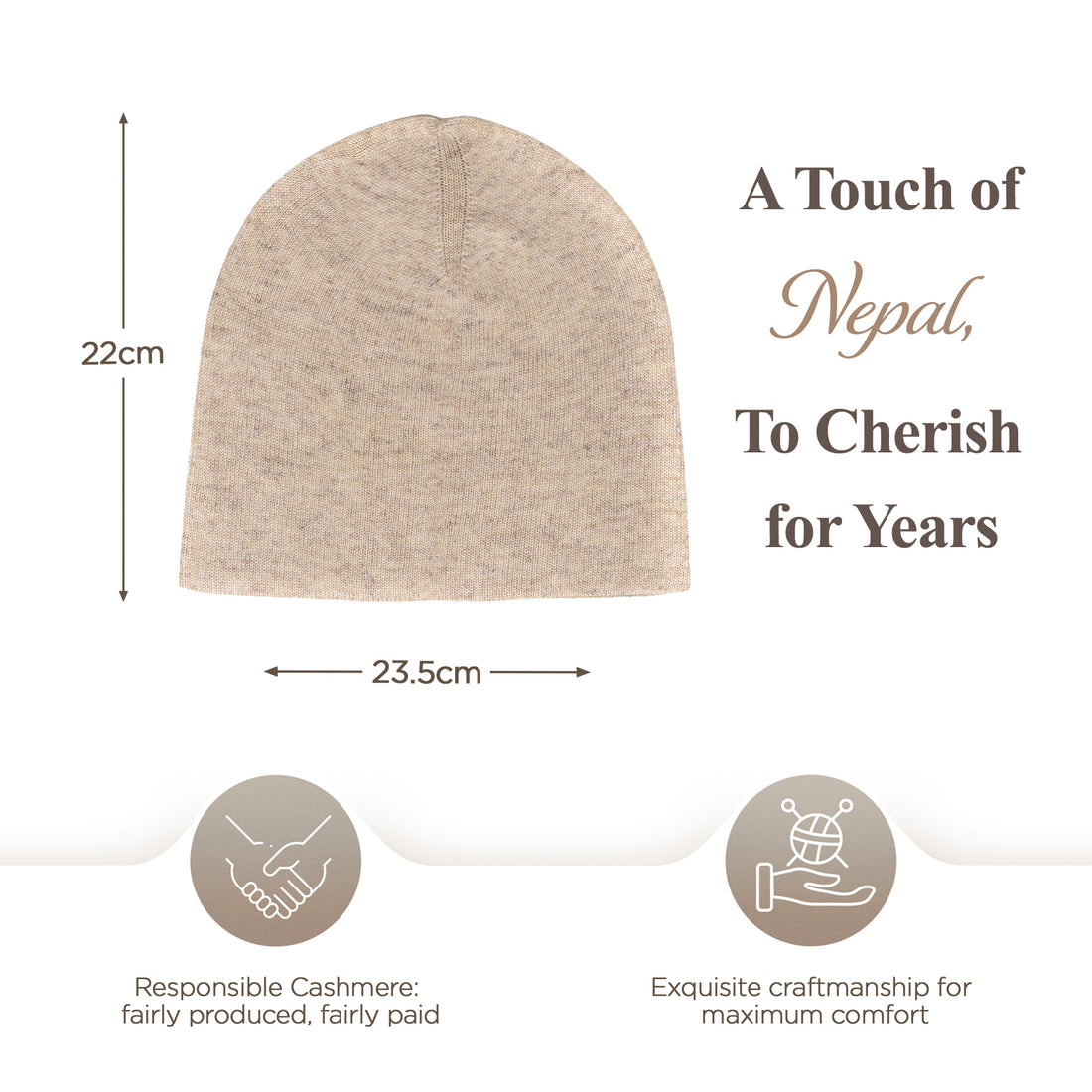 Bonnet bonnet cachemire lisse beige
