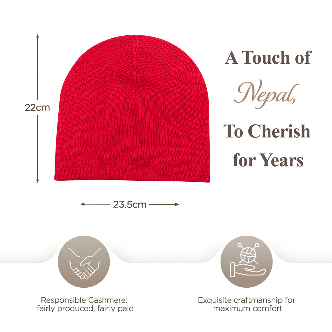Bonnet bonnet cachemire lisse rouge