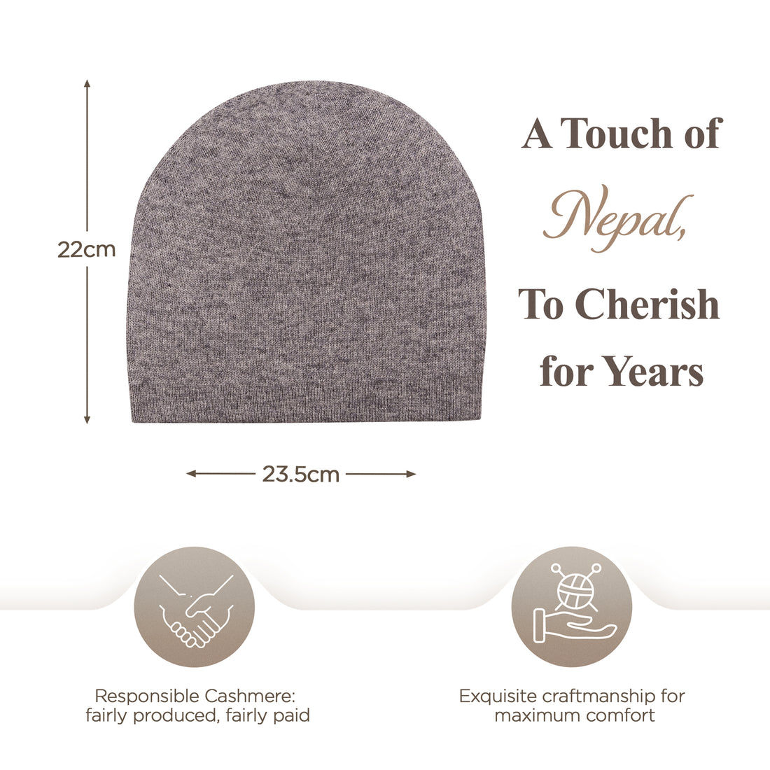 Bonnet bonnet cachemire lisse gris