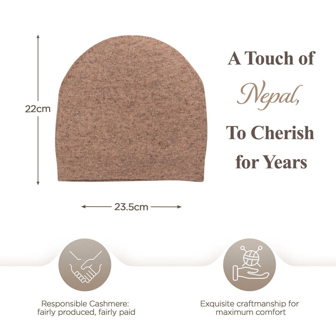 Bonnet bonnet cachemire lisse marron
