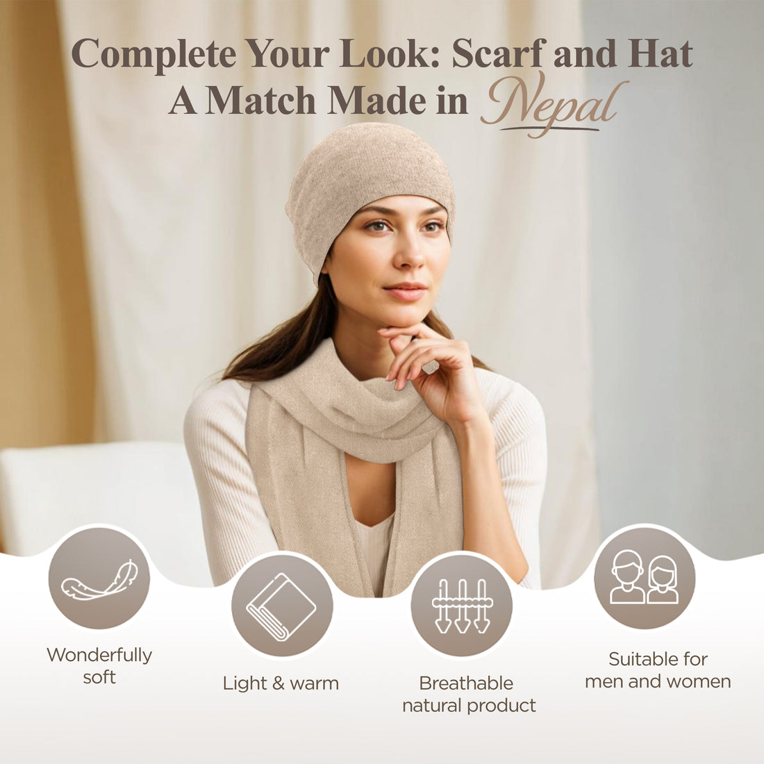 Bonnet bonnet cachemire lisse beige