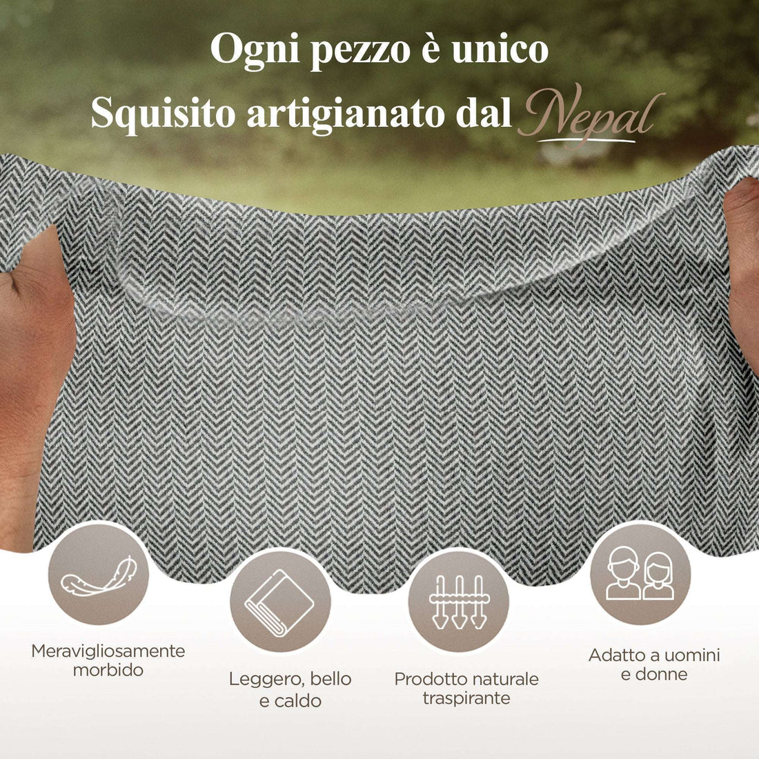 Écharpe en cachemire gris à petit motif chevrons