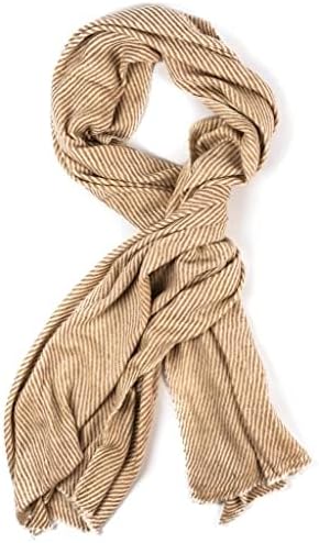 Écharpe en cachemire marron clair à motif rayé