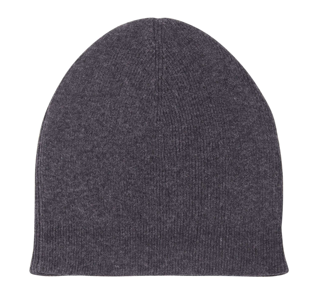 Kaschmirmütze Beanie leicht gerippt schwarzgrau