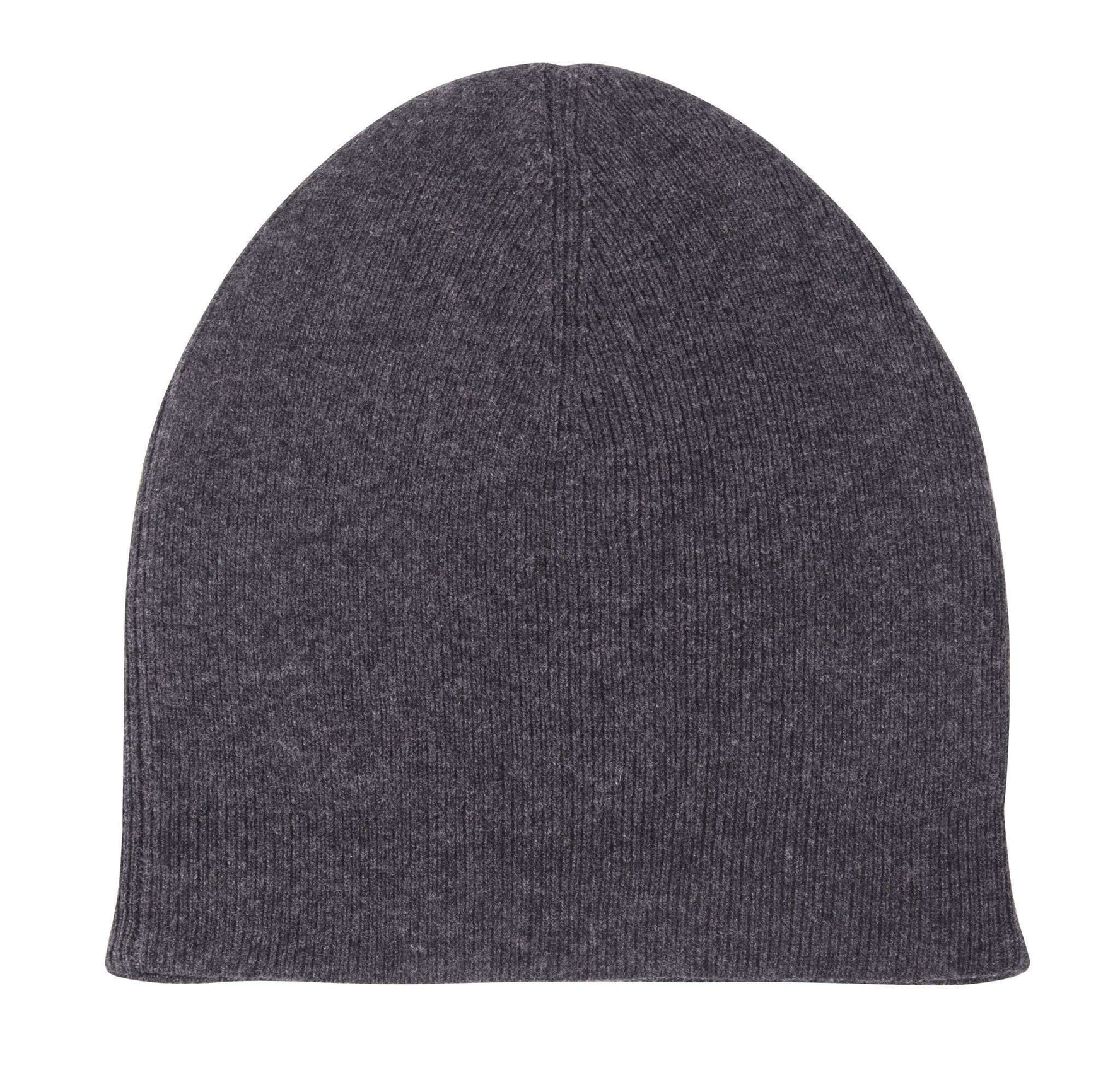 Kaschmirmütze Beanie leicht gerippt schwarzgrau