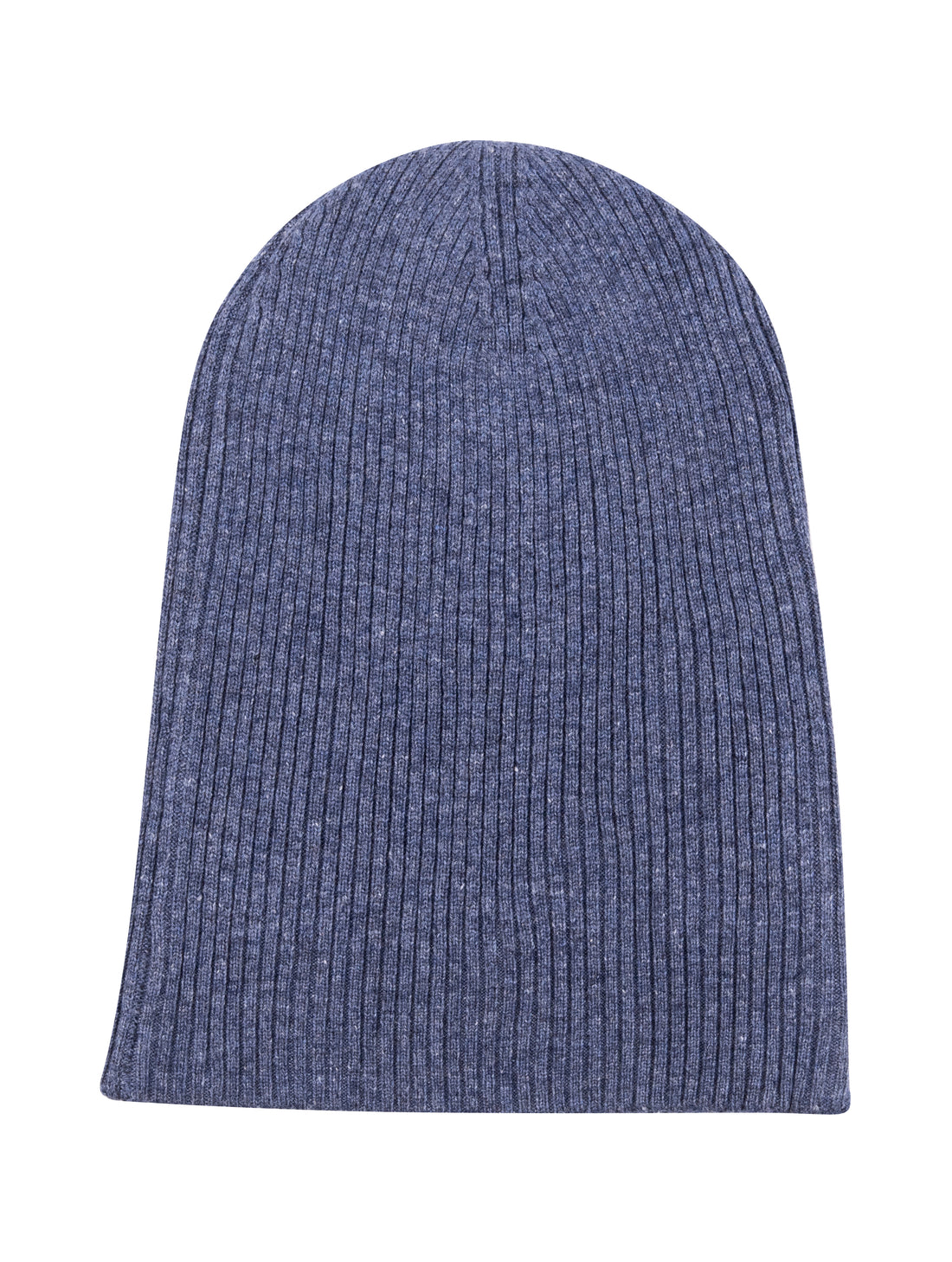 Bonnet bonnet cachemire côtelé avec revers bleu foncé 