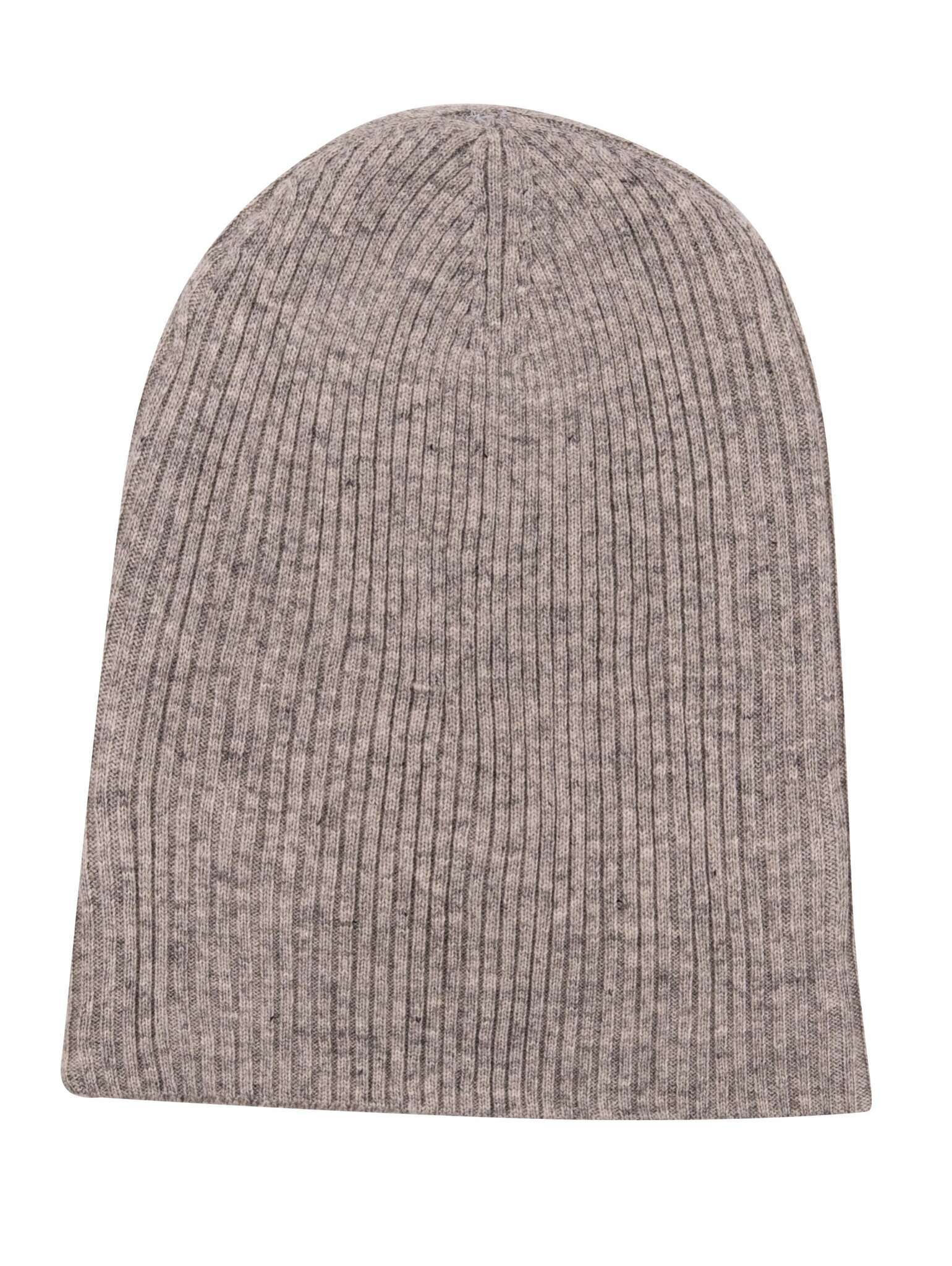 Bonnet en cachemire côtelé avec revers - gris clair 