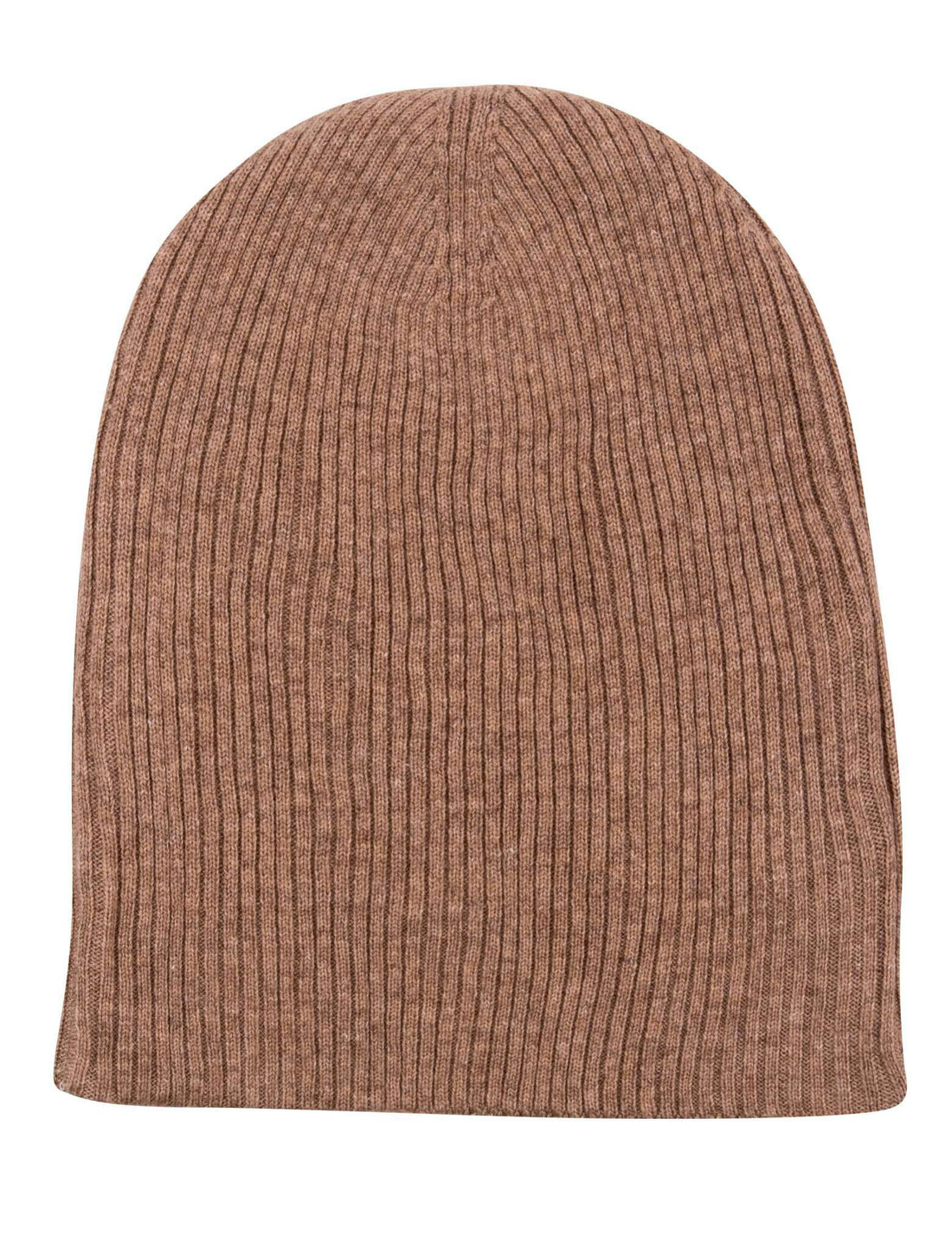 Bonnet bonnet en cachemire côtelé avec revers marron 