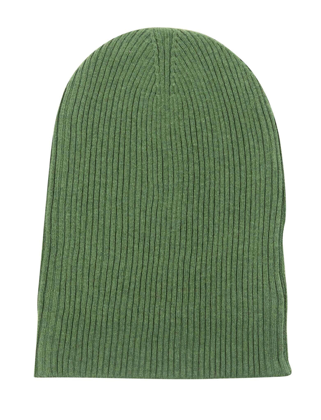 Bonnet en cachemire côtelé avec revers - vert foncé 