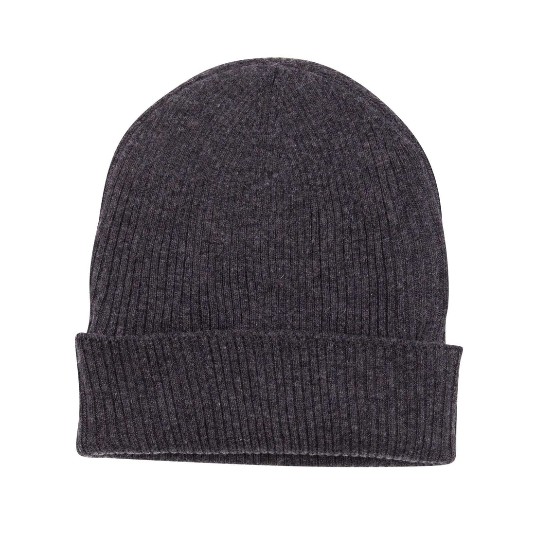 Bonnet bonnet cachemire côtelé avec revers noir gris 