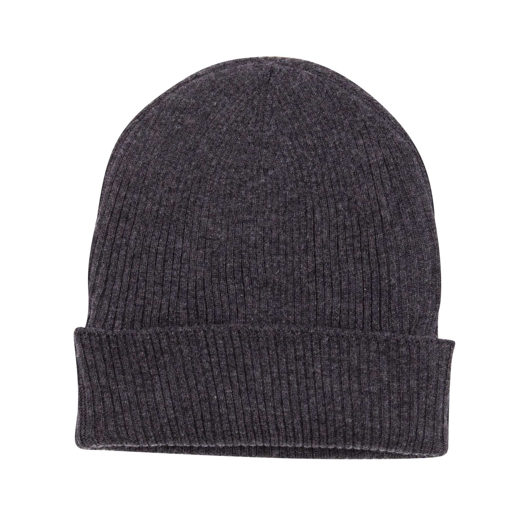 Bonnet bonnet cachemire côtelé avec revers noir gris 