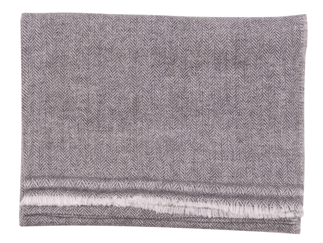 Écharpe en cachemire gris foncé à motif chevrons