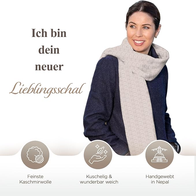 Echarpe cachemire gris clair à carreaux