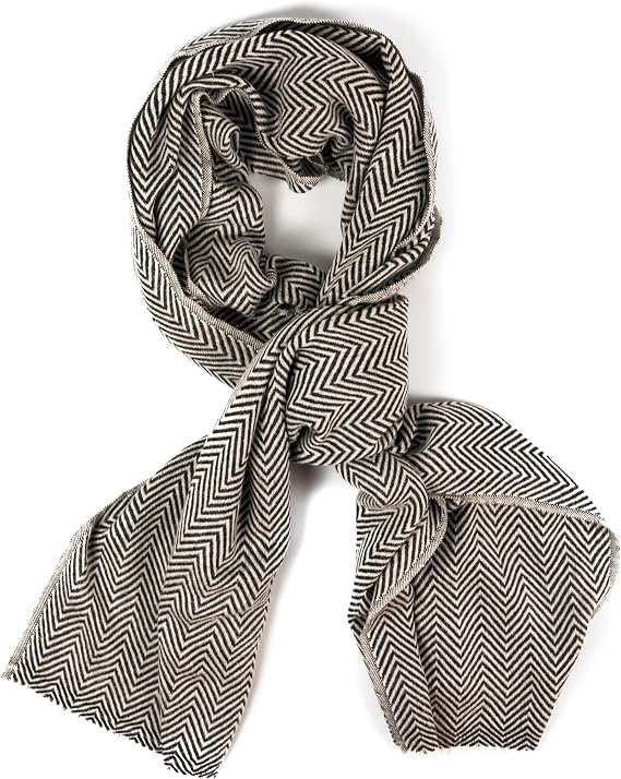 Écharpe en cachemire gris à petit motif chevrons