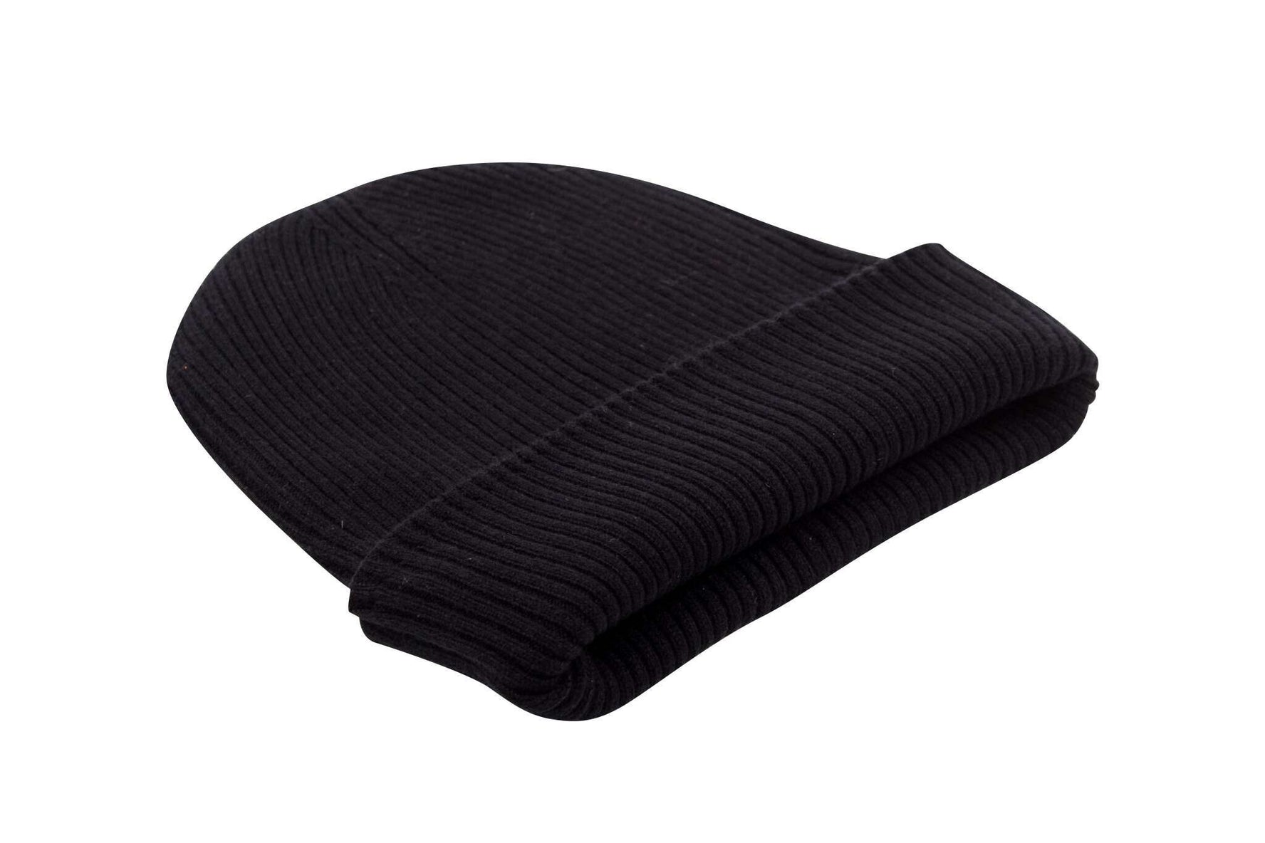 Bonnet en cachemire côtelé avec revers - noir 