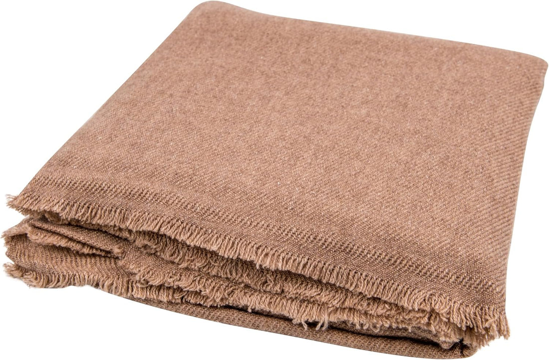 Couverture cachemire marron uni