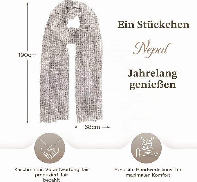 Echarpe cachemire blanc gris uni