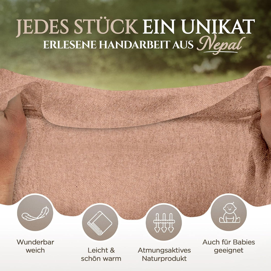 Couverture cachemire marron uni