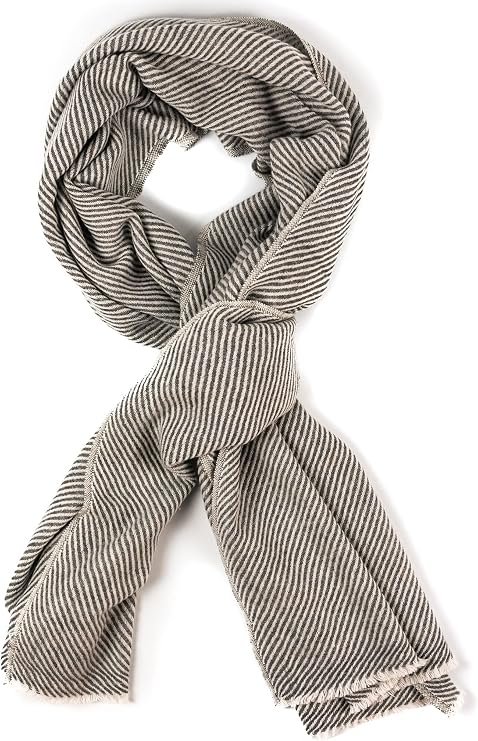 Écharpe en cachemire gris à motif rayé