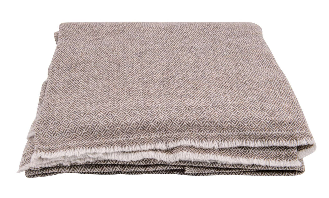 Couverture en cachemire gris-marron à carreaux