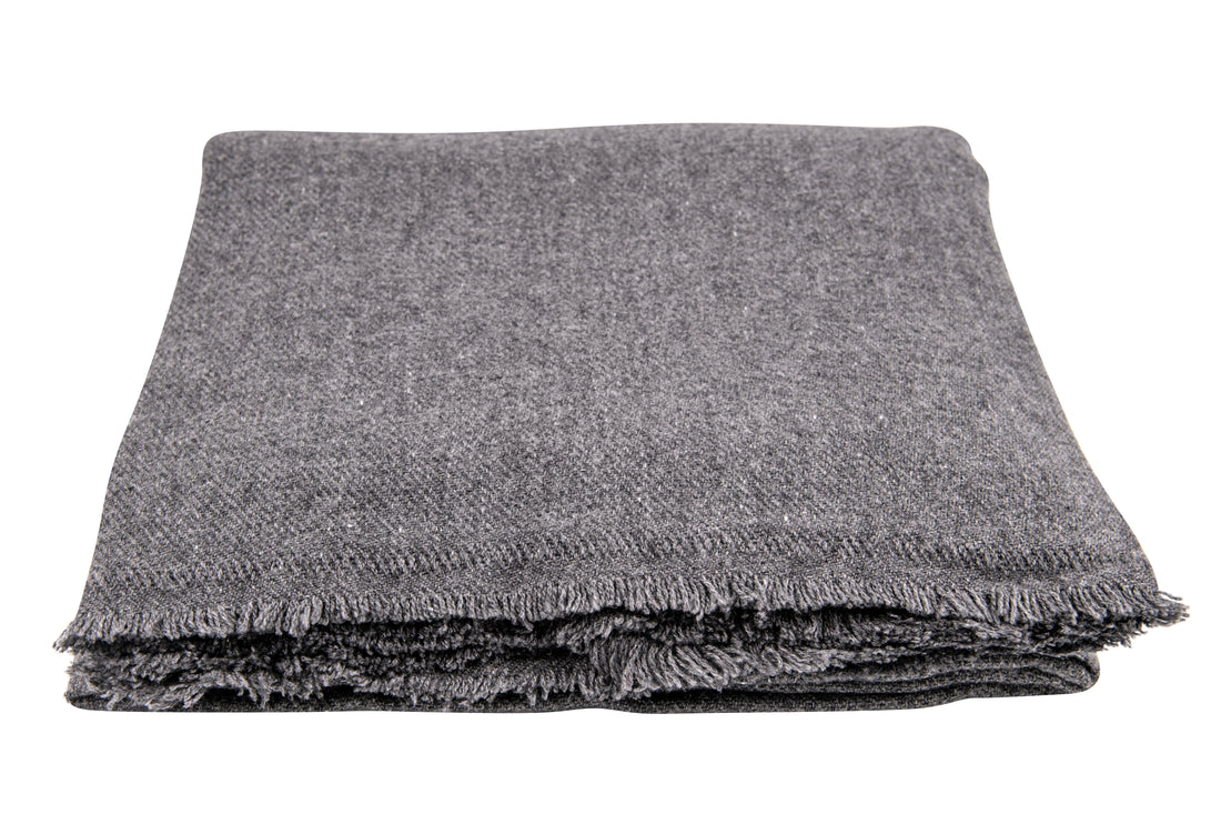 Couverture cachemire gris foncé uni