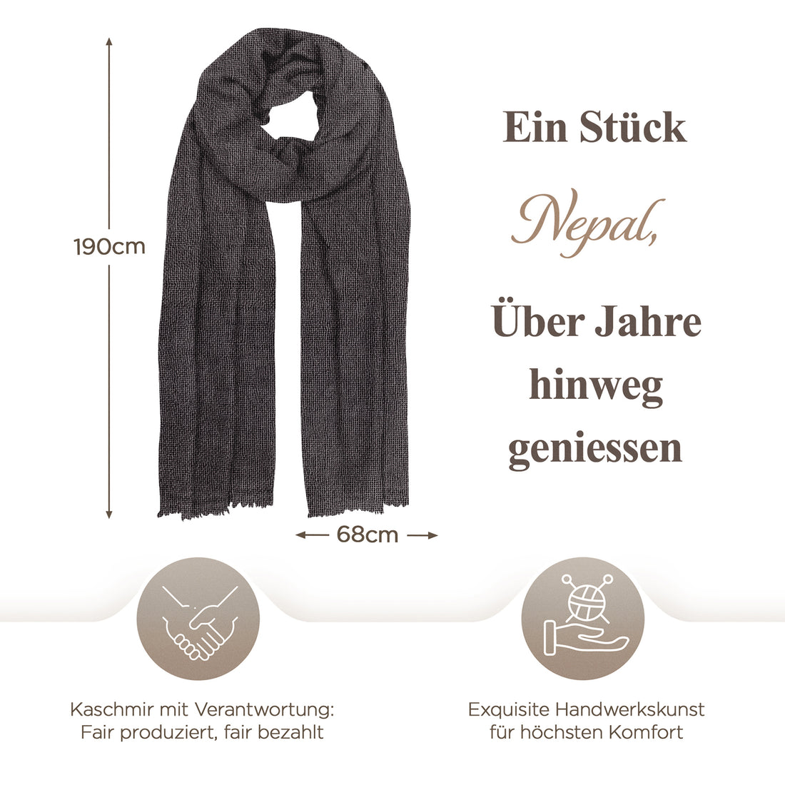 Kaschmirtuch schwarzgrau einfarbig