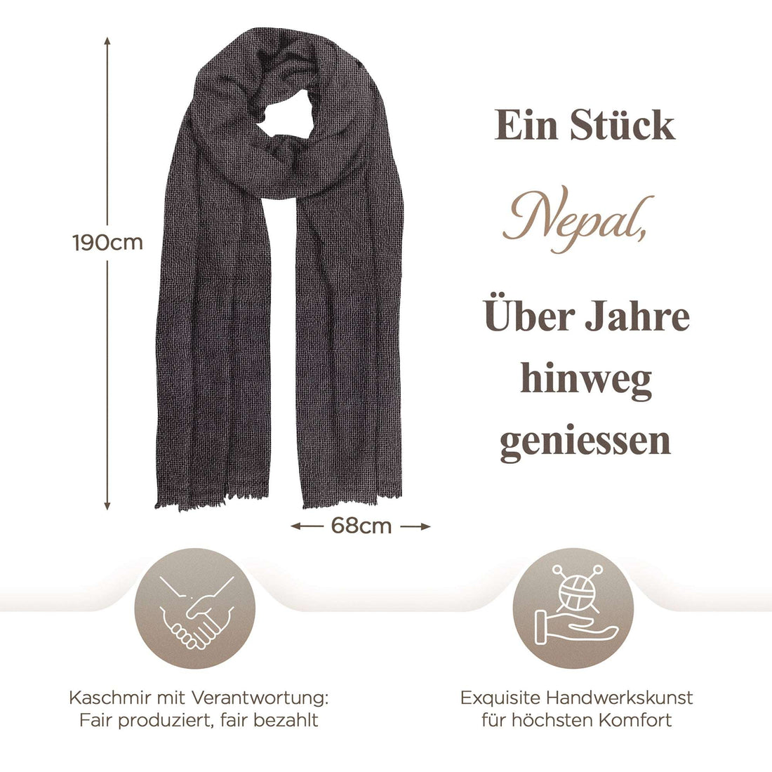 Kaschmirtuch schwarzgrau einfarbig