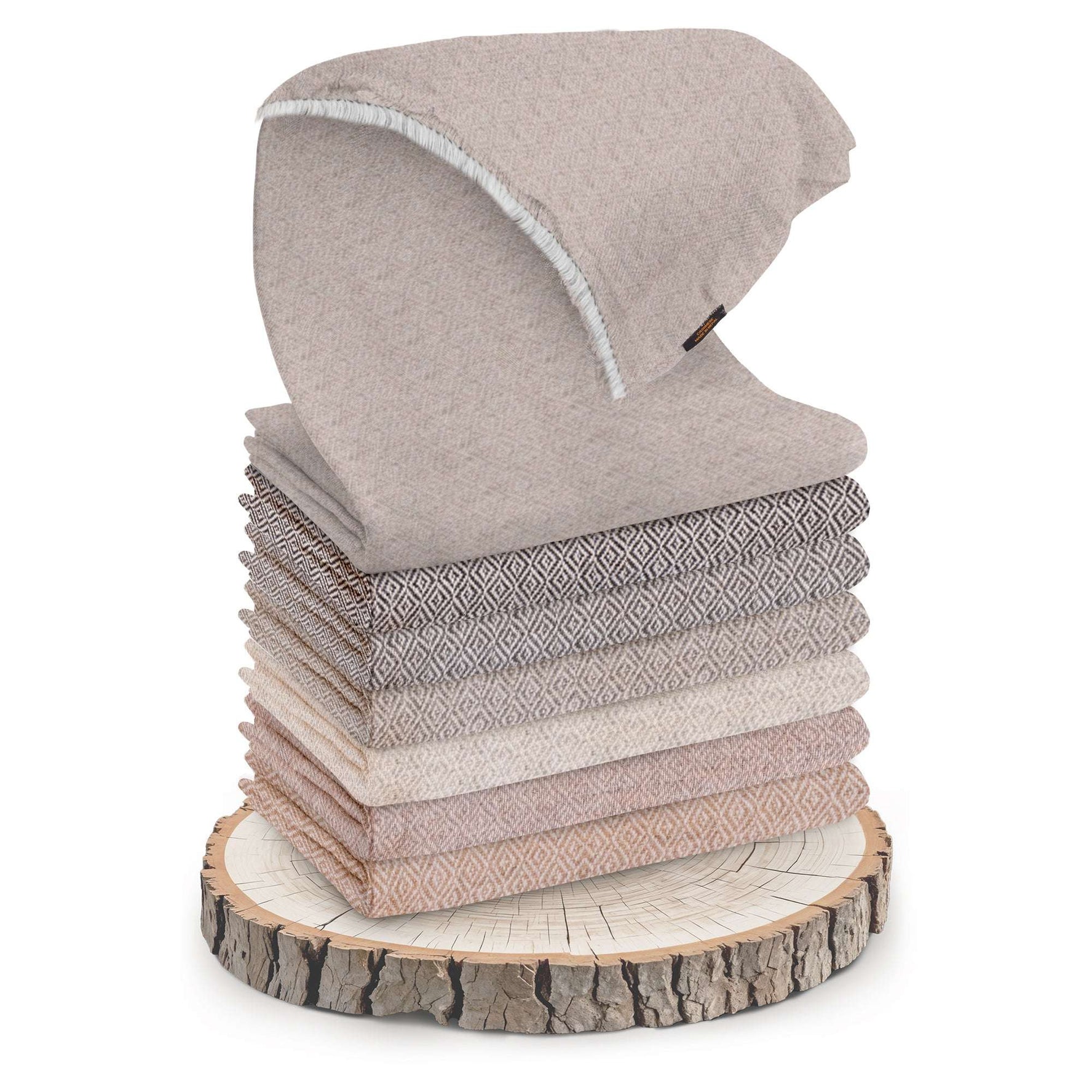 Echarpe cachemire blanc gris à carreaux