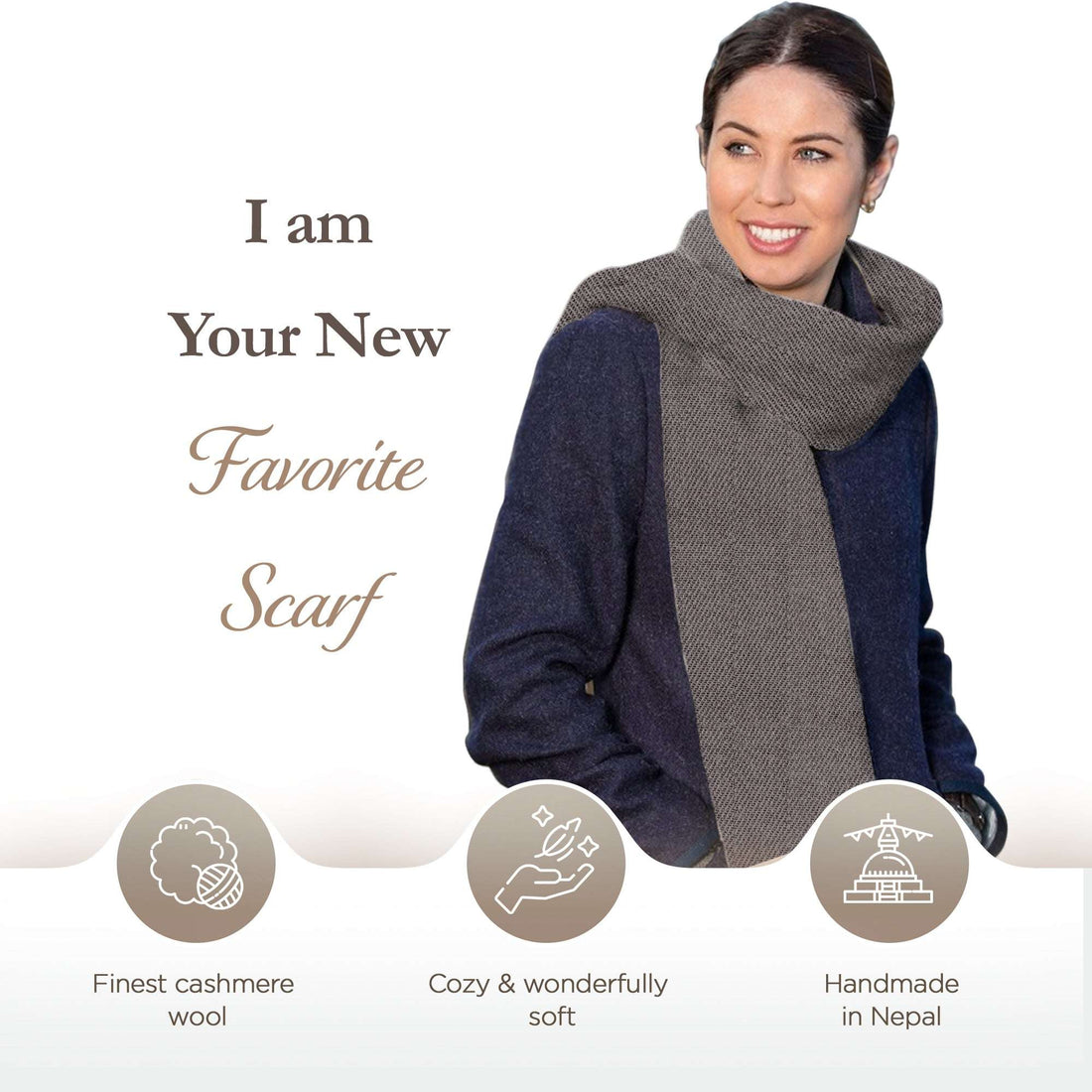 Echarpe cachemire noir gris monochrome