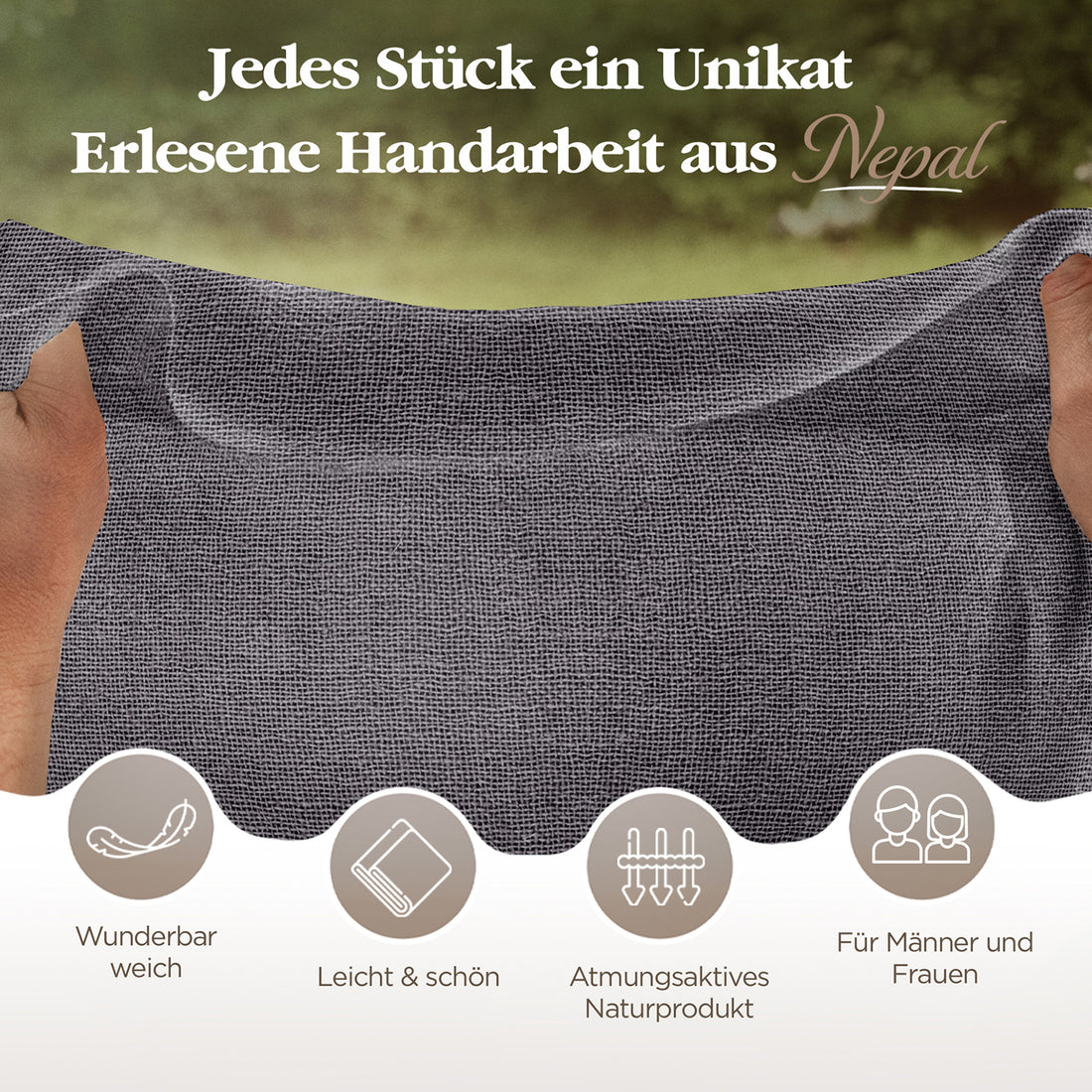 Kaschmirtuch dunkelgrau einfarbig