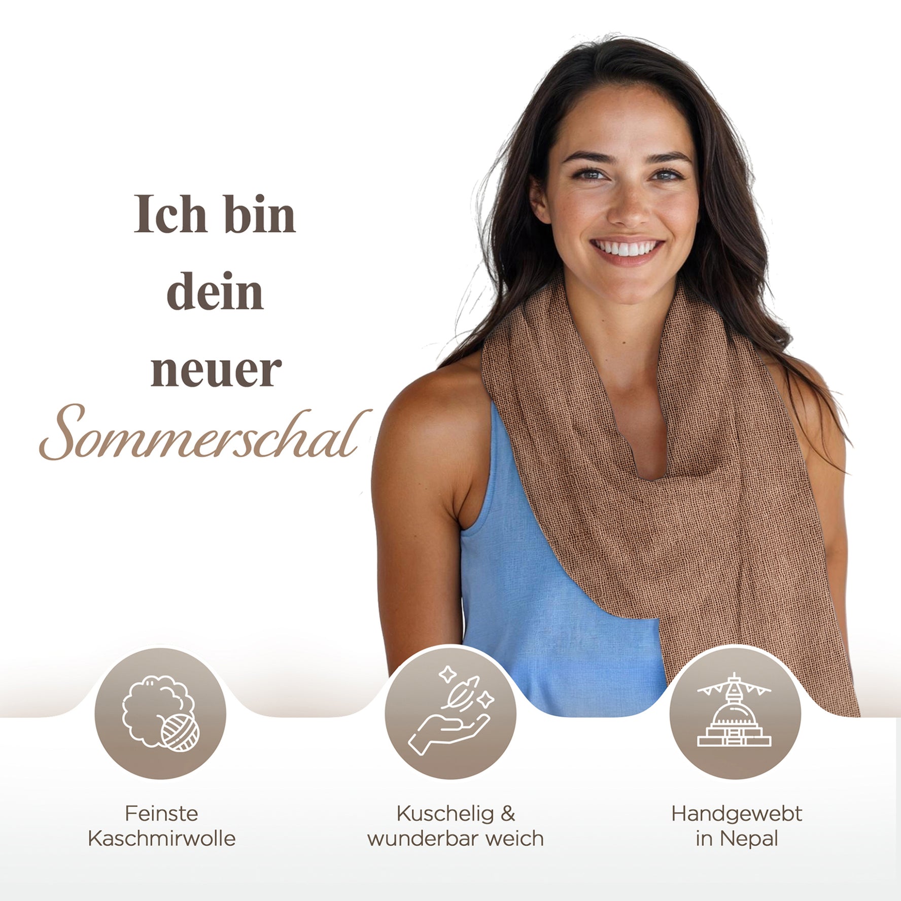Kaschmirtuch braun einfarbig