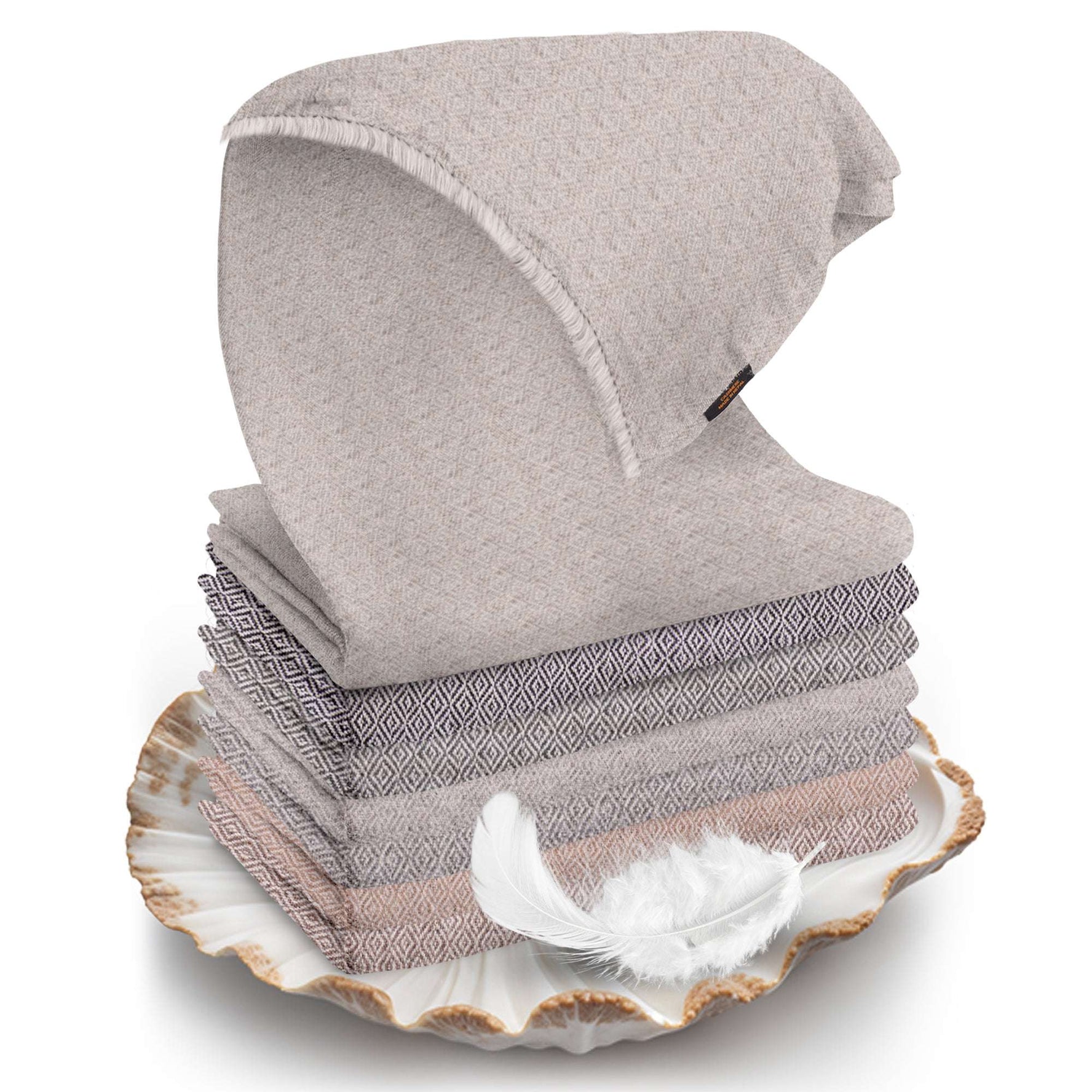 Tissu cachemire blanc-gris à carreaux