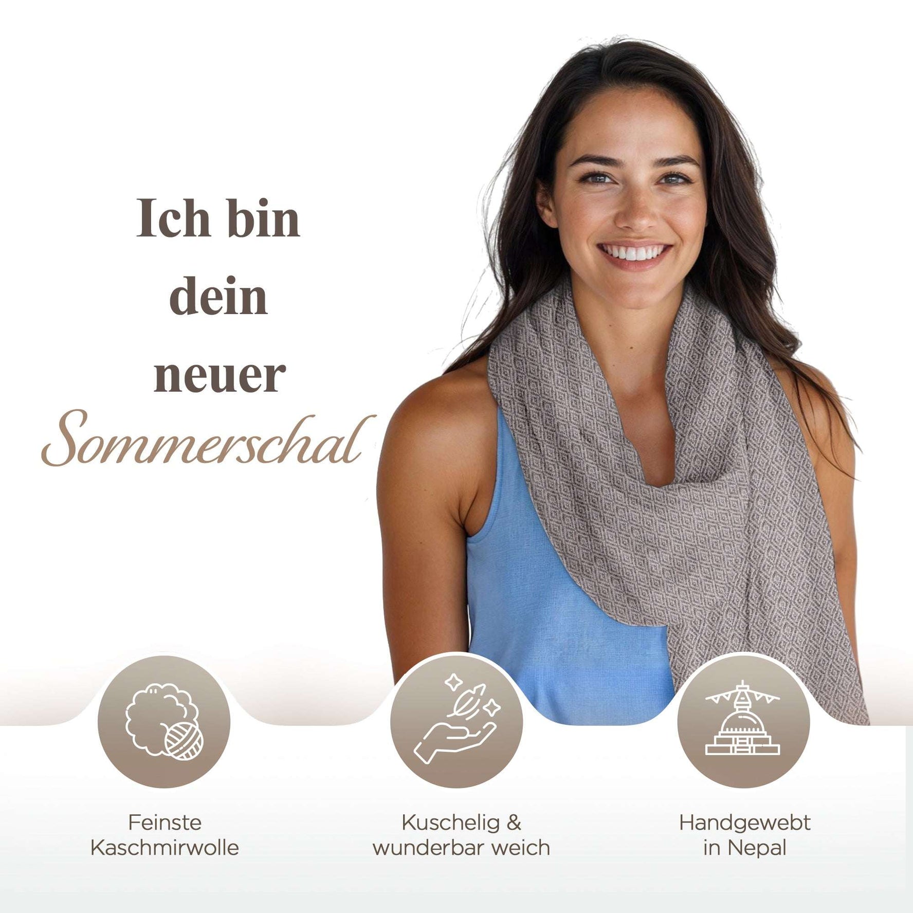 Kaschmirtuch grau mit Karomuster/ kariert