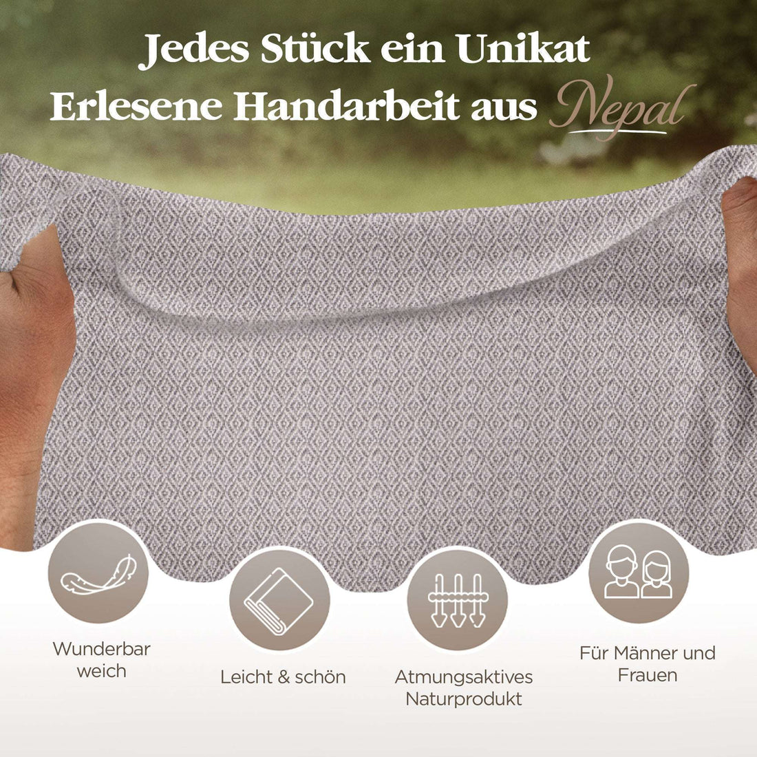 Kaschmirtuch grau mit Karomuster/ kariert