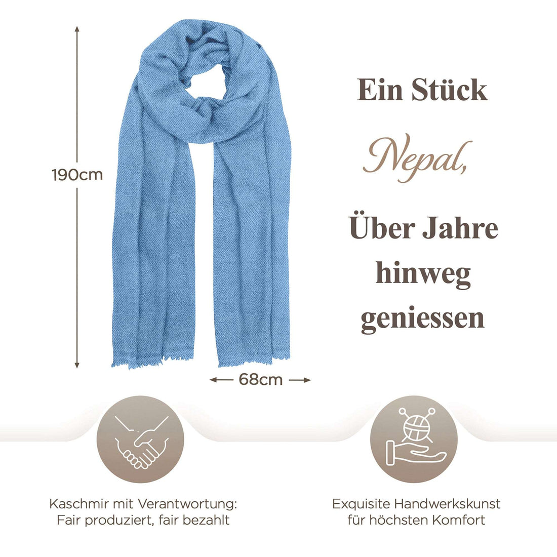 Echarpe cachemire bleu clair uni