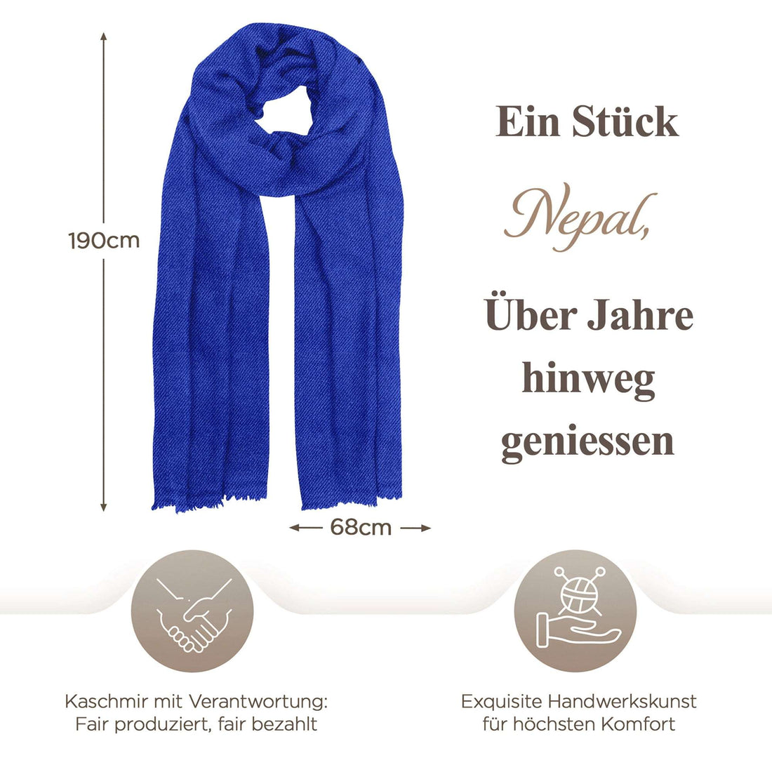 Echarpe cachemire uni bleu