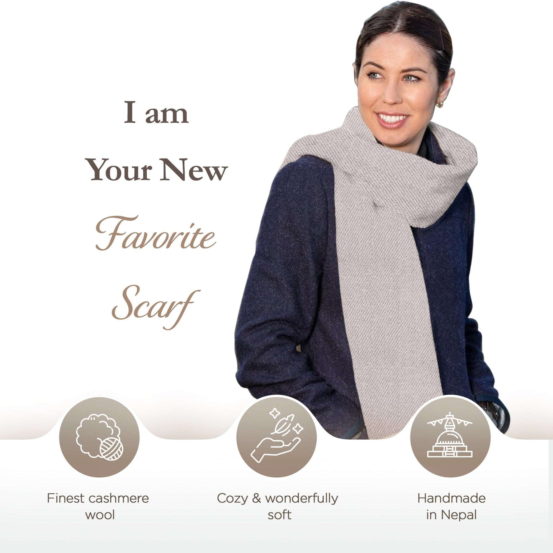 Echarpe cachemire blanc gris uni