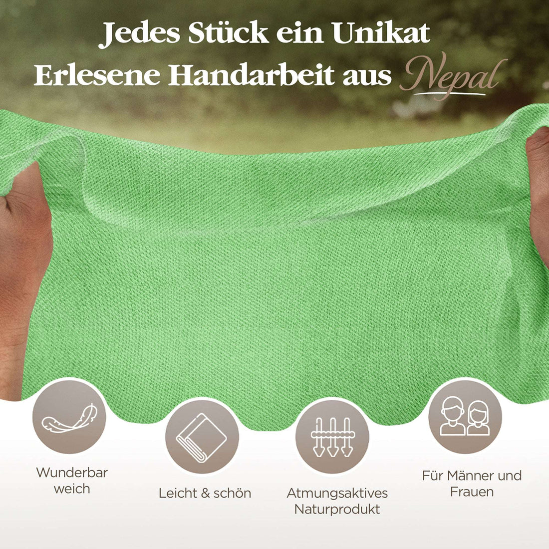 Echarpe cachemire vert uni