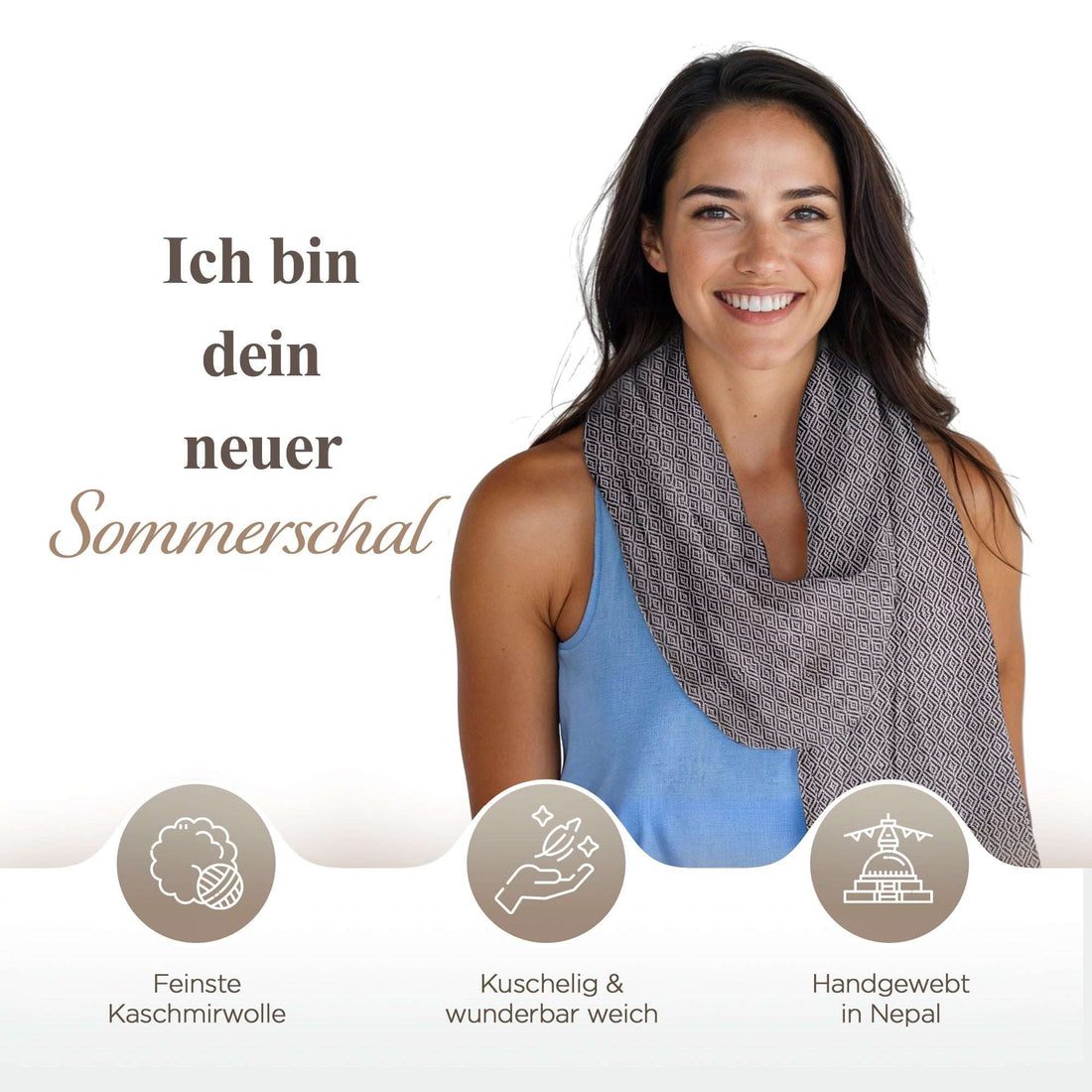 Kaschmirtuch schwarzgrau mit Karomuster/ kariert