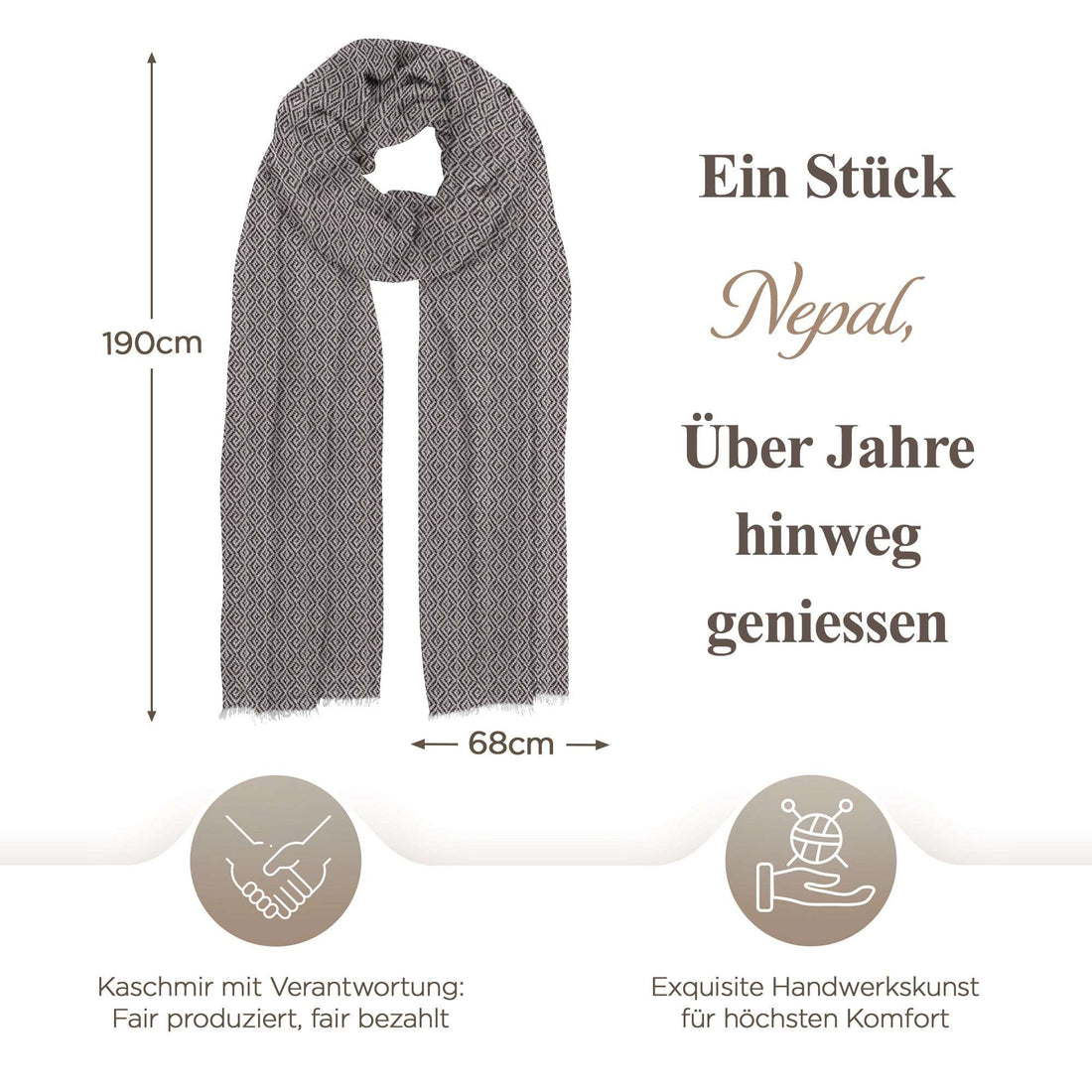 Kaschmirtuch schwarzgrau mit Karomuster/ kariert