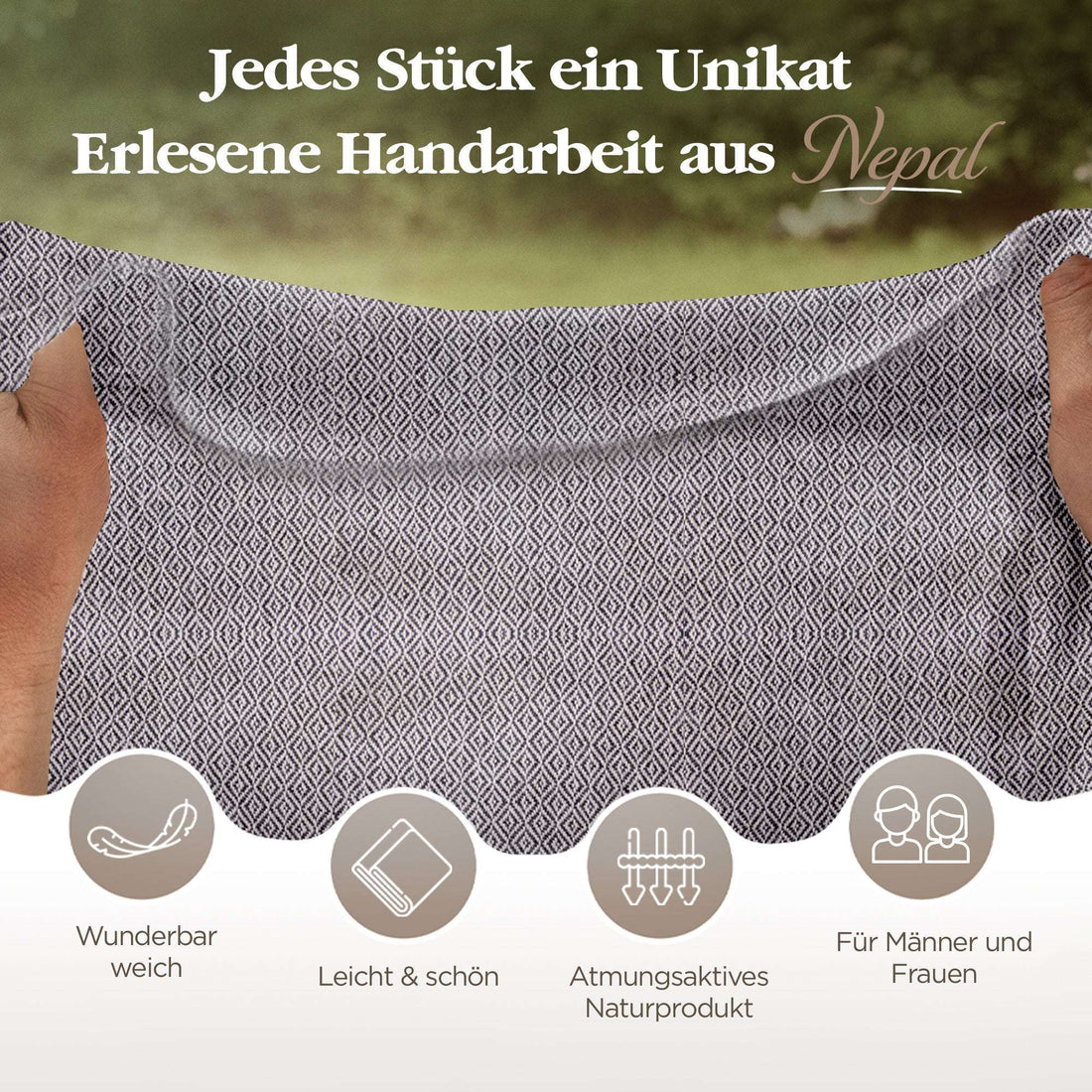 Kaschmirtuch schwarzgrau mit Karomuster/ kariert