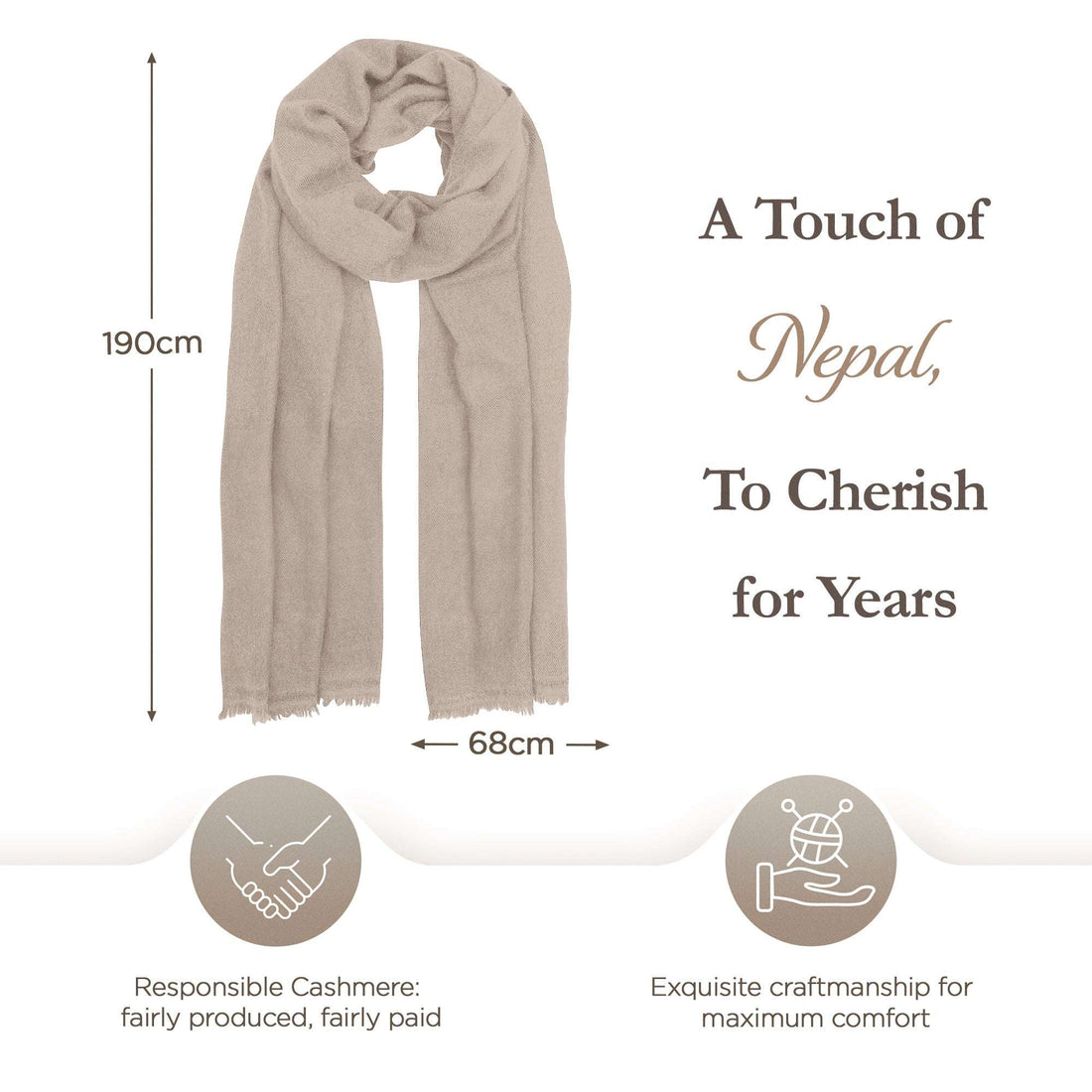 Echarpe cachemire gris clair uni